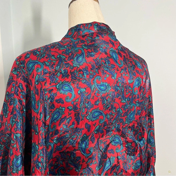 Victoria’s Secret Gold label red and blue paisley print robe night gown - Picture 5 of 8